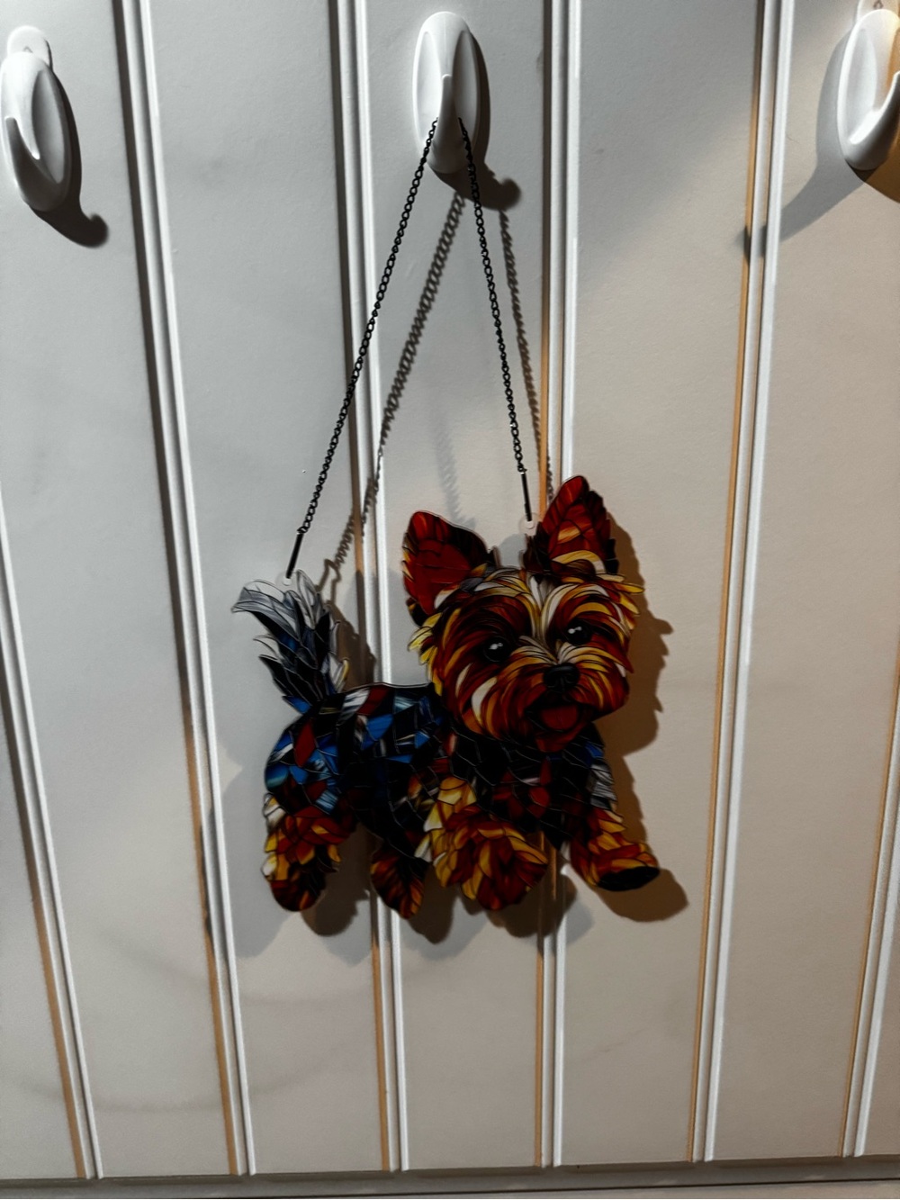 Stylized Multicolor Yorkshire Terrier Dog Pendant Necklace
